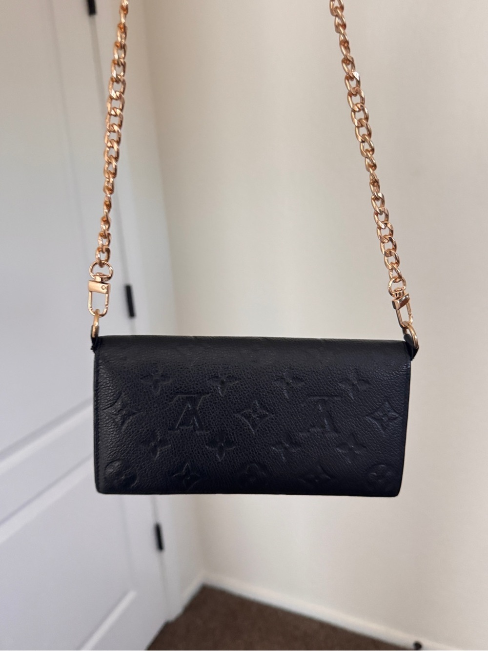 Authentic Louis Vuitton Black Monogram Chain Wallet Crossbody - Picture 10 of 12
